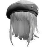 White Wolfcut w/ White Y2k Star Beret