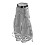 White Y2K Baggy Cargo Denim