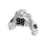 White Y2K Off-Shoulder Cropped Jersey