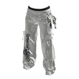 White&Black Bandana Cargo Distressed Pants