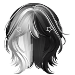 White&Black Short Wolf Cut Hair with Headphones