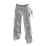 White&Grey Bandana Cargo Distressed Pants