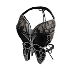 White/Black Butterfly Thin Strappy Top