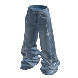 Wide-Leg Starburst Graphic Jeans