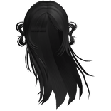 ♡ windy wispy black shoujo anime hair w/ buns