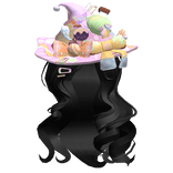 Wispy Black Loose Curls W/ Halloween Witch Hat