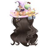 Wispy Brown Loose Curls W/ Halloween Witch Hat