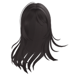 wispy long straight hair with bangs in dark brown