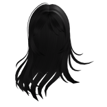 wispy long straight hair with cute bangs in black