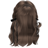 ♡ Wispy Loose Braided Hair w/ Black Bows (Brown)