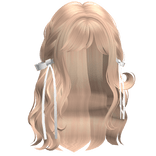 ♡ Wispy Loose Braided Hair w/ White Bows Blonde