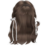 ♡ Wispy Loose Braided Hair w/ White Bows (Brown)