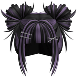 Wispy Punk Anime Buns w/ Hairclips (Black&Purple)