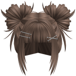 Wispy Punk Anime Buns w/ Hairclips (Brown)