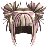 Wispy Punk Anime Buns w/ Hairclips (Neapolitan)