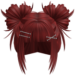 Wispy Punk Anime Buns w/ Hairclips (Red)