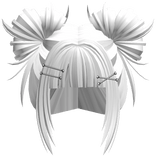 Wispy Punk Anime Buns w/ Hairclips (White)