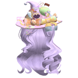 Wispy Purple Loose Curls W/ Halloween Witch Hat