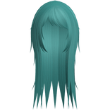 wispy side bang rockstar hair in teal