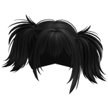 Wolfcut Tilted Anime Messy Pigtails (Black)