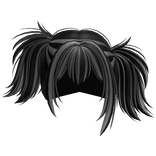 Wolfcut Tilted Anime Messy Pigtails (Black&Grey)