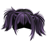 Wolfcut Tilted Anime Messy Pigtails (Black&Purple)