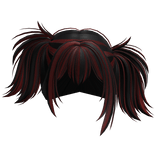 Wolfcut Tilted Anime Messy Pigtails (Black&Red)