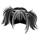 Wolfcut Tilted Anime Messy Pigtails (Black&White)