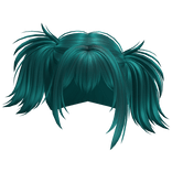 Wolfcut Tilted Anime Messy Pigtails (Teal)