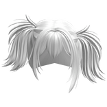 Wolfcut Tilted Anime Messy Pigtails (White)