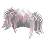Wolfcut Tilted Anime Messy Pigtails (White & Pink)