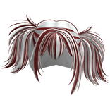 Wolfcut Tilted Anime Messy Pigtails (White & Red)