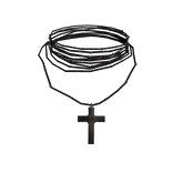 Wooden Beaded Cross 2002 Runway Black Necklace 3.0