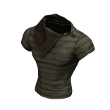 Wrap Collar Stripped Shirt (Brown/Green)
