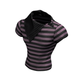 Wrap Collar Stripped Shirt (Pink)