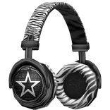 Y2k 2000s Zebra Star Headphones (Black & White)