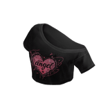 Y2K Angel Heart Crop Top - Black