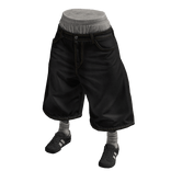 Y2K Baggy Streetwear Jorts w/ Shoes (Black)