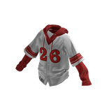 💗Y2K BASEBALL SHIRT WITH HOODIE_WHITE/RED