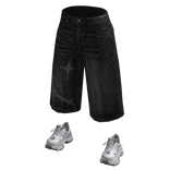 Y2K Black Denim Jorts + Sneakers