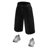 Y2K Black Denim Jorts + Sneakers