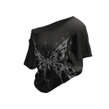 💙 Y2K Black Grunge Butterfly Tucked Shirt
