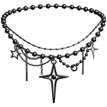 Y2k Black Star Necklace w Pearls