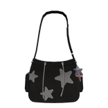 y2k Black Star Shoulder Bag With Charms