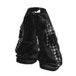 Y2K Black White Check Baggy Cargo Pants