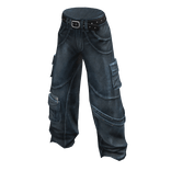 Y2K Blue Cargo Pants Strap Belt Baggy Urban Jeans