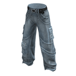 Y2K Blue Cargo Pants Strap Belt Baggy Urban Jeans