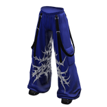 Y2K Blue Cargo Strap Pants Strapped Baggy Shoes