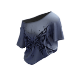 💙 Y2K Blue Grunge Butterfly Tucked Shirt