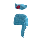 Y2K blue laced ruffled tropical outfit